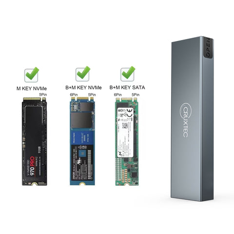 Cruxtec NVMe & NGFF Dual Protocol M.2 SSD to USB-C Enclosure 10Gbps image
