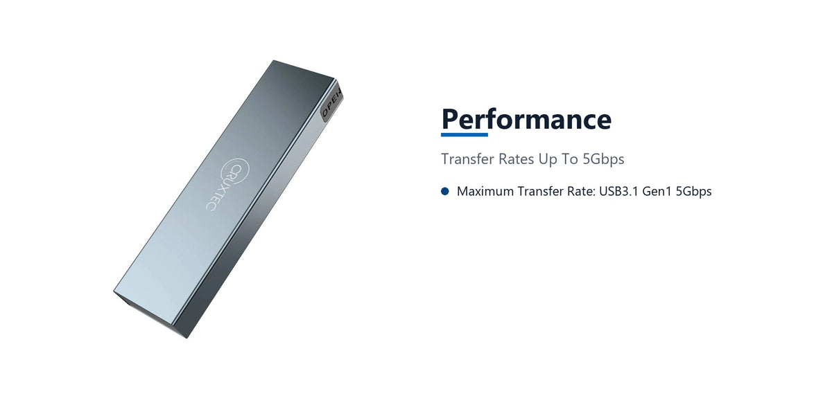 Cruxtec NGFF M.2 SSD to USB-C Enclosure 5Gbps performance detail image with verified product information