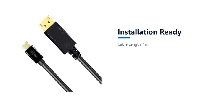 Cruxtec Mini DisplayPort to DisplayPort Cable 8K@60Hz / 4K@120Hz (Black 2m) installation ready detail image with verified product information