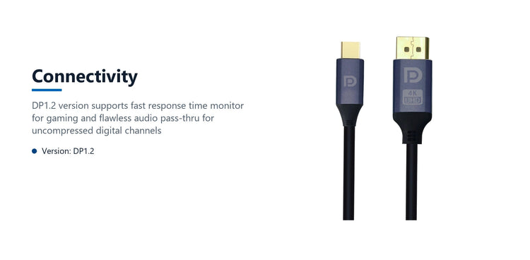 Cruxtec Mini DisplayPort Male to DisplayPort Male Reversible Cable - 4K@60Hz (Black 2m) connectivity detail image with verified product information