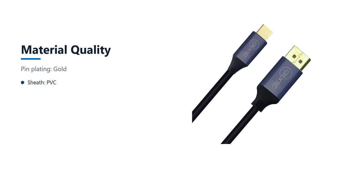 Cruxtec Mini DisplayPort Male to DisplayPort Male Reversible Cable - 4K@60Hz (Black 2m) material quality detail image with verified product information