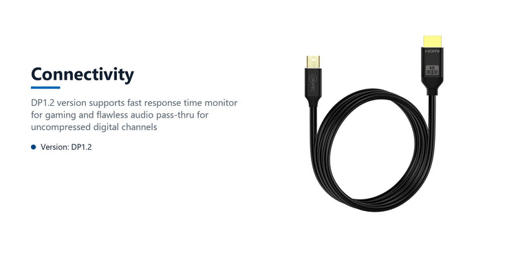 Cruxtec Mini DisplayPort Male to HDMI Male Cable - 4K@30Hz (Black 2m) connectivity detail image with verified product information