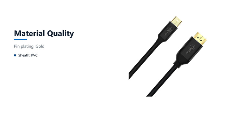 Cruxtec Mini DisplayPort Male to HDMI Male Cable - 4K@30Hz (Black 2m) material quality detail image with verified product information