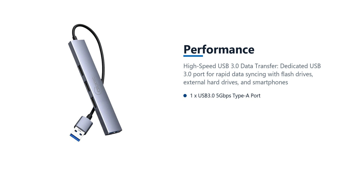 Cruxtec 4-Port High-Speed USB-A 3.0 Ultra-Slim Hub performance detail image with verified product information
