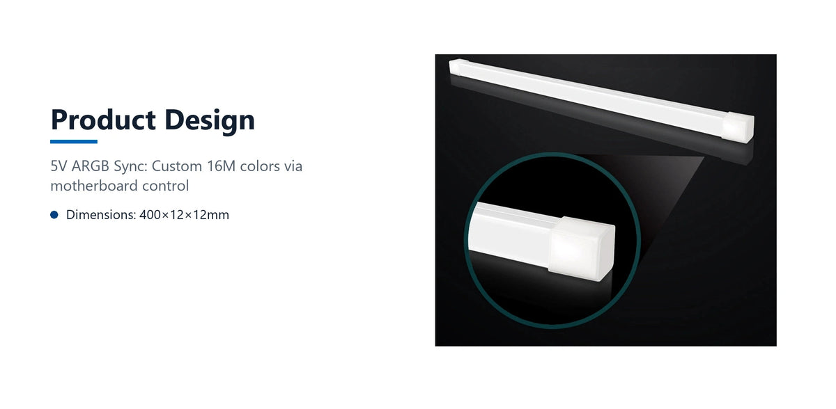 Cruxtec ARGB Silicone Light Strip ( Square Tube 40cm ) product design detail image with verified product information