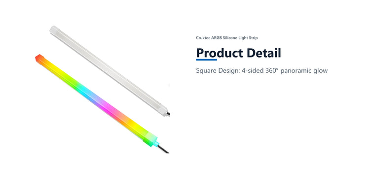 Cruxtec ARGB Silicone Light Strip ( Square Tube 40cm ) product detail detail image with verified product information
