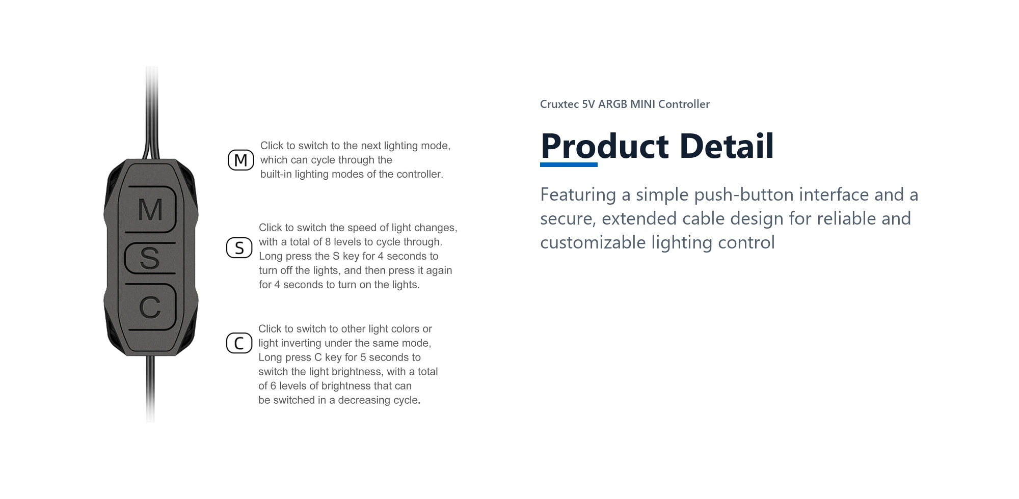 Cruxtec 5V ARGB MINI Controller product detail detail image with verified product information