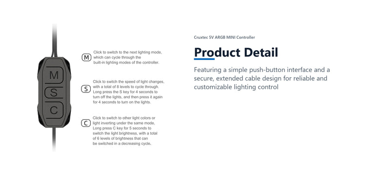 Cruxtec 5V ARGB MINI Controller product detail detail image with verified product information