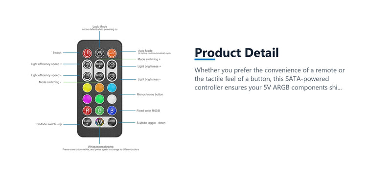 Cruxtec 5V ARGB Controller with Remote product detail detail image with verified product information