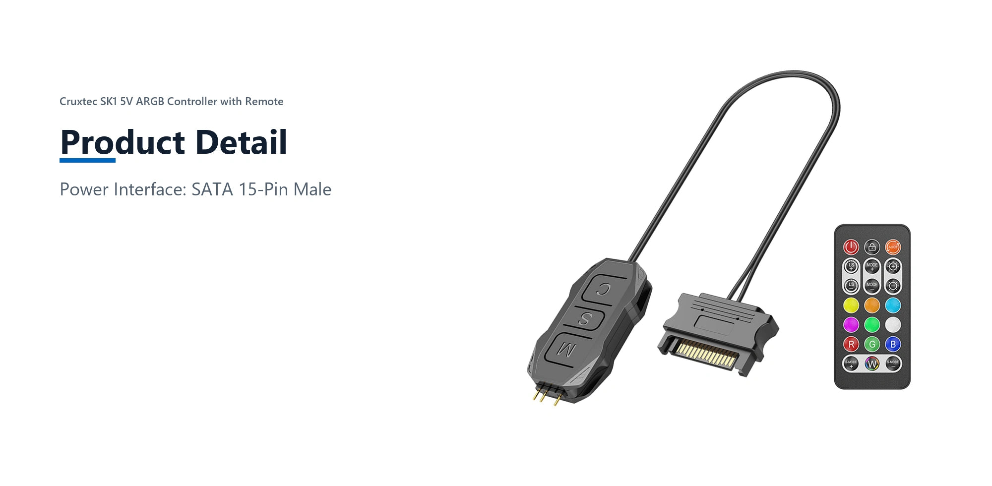 Cruxtec SK1 5V ARGB Controller with Remote product detail detail image with verified product information
