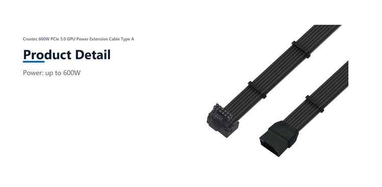 Cruxtec 600W PCIe 5.0 GPU Power Extension Cable Type A product detail detail image with verified product information