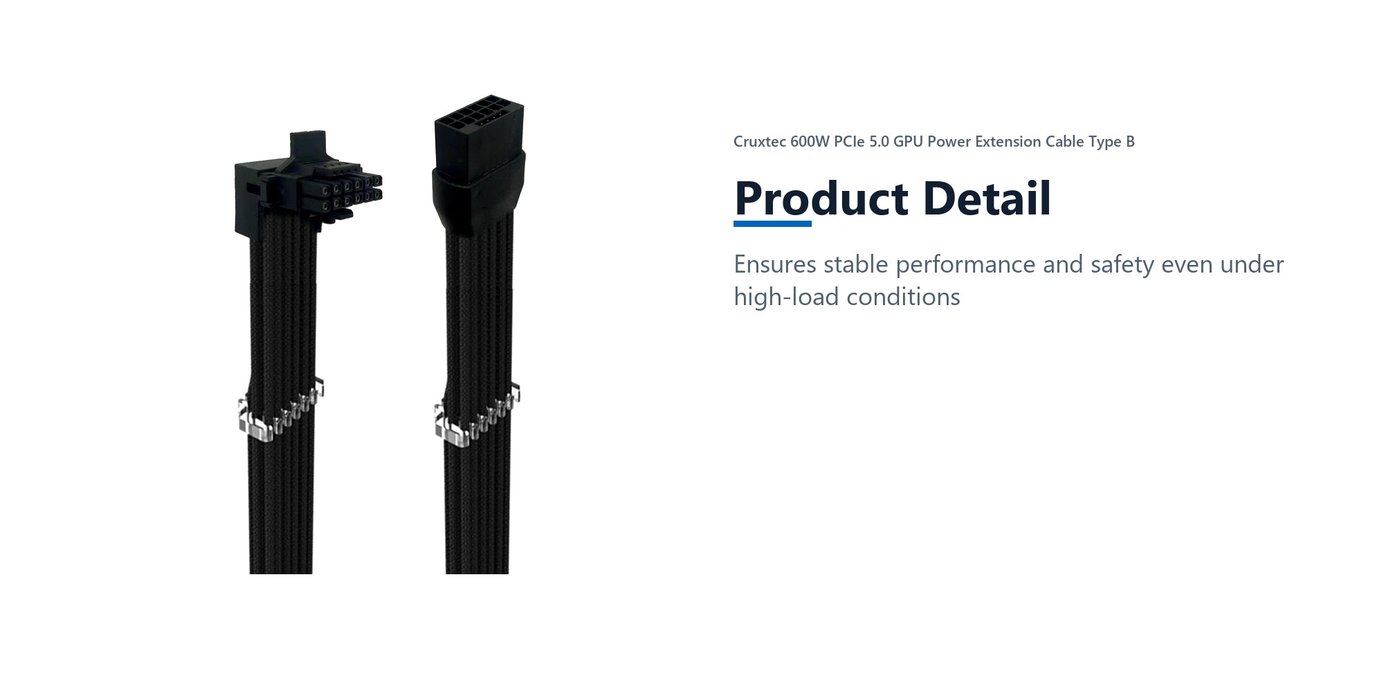 Cruxtec 600W PCIe 5.0 GPU Power Extension Cable Type B product detail detail image with verified product information