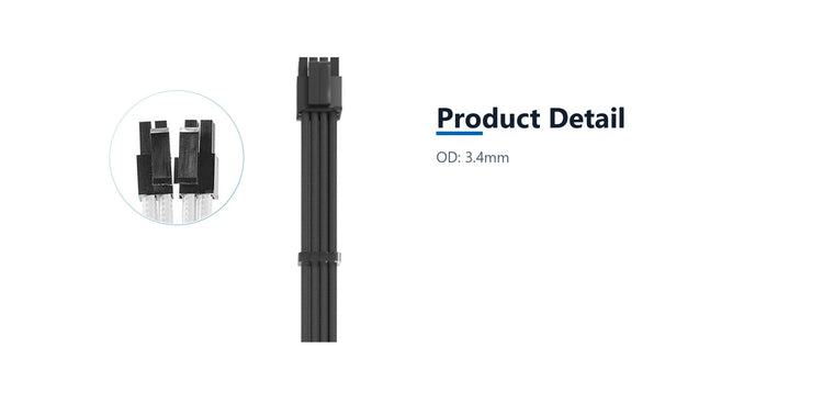 Cruxtec CPU 8Pin Female to 4+4Pin Male cable 30cm Black product detail detail image with verified product information