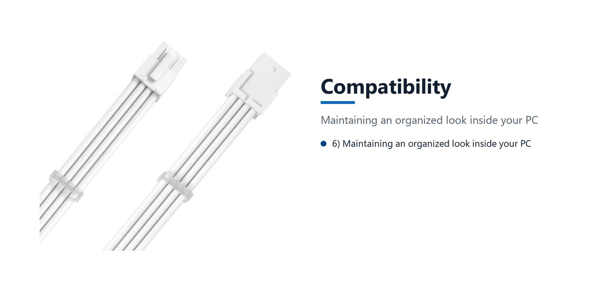 Cruxtec PCIe 8Pin Female to 6+2Pin Male Cable (White 35cm) compatibility detail image with verified product information