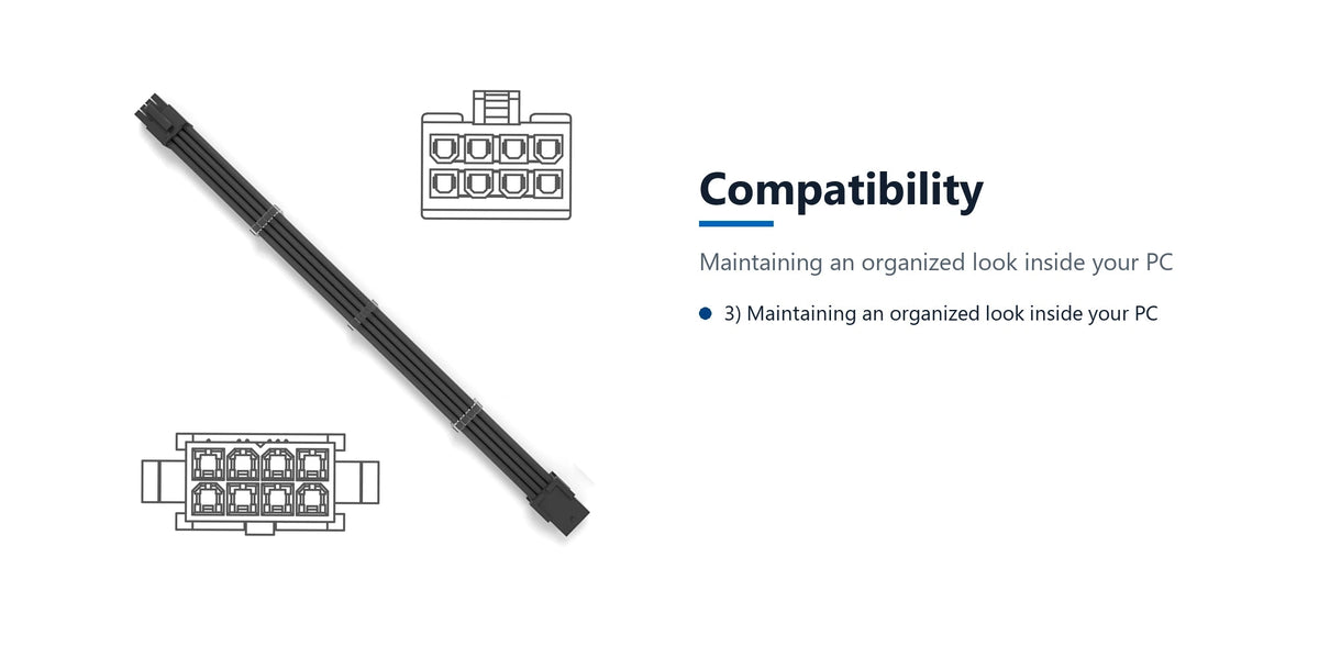 Cruxtec EPS 8Pin Female to 8Pin Male Cable (Black 30cm) compatibility detail image with verified product information