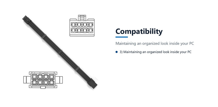 Cruxtec EPS 8Pin Female to 8Pin Male Cable (Black 30cm) compatibility detail image with verified product information