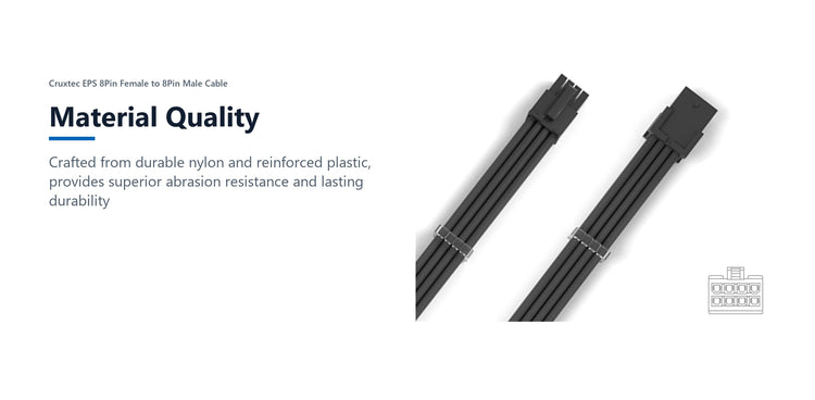 Cruxtec EPS 8Pin Female to 8Pin Male Cable (White 30cm) material quality detail image with verified product information