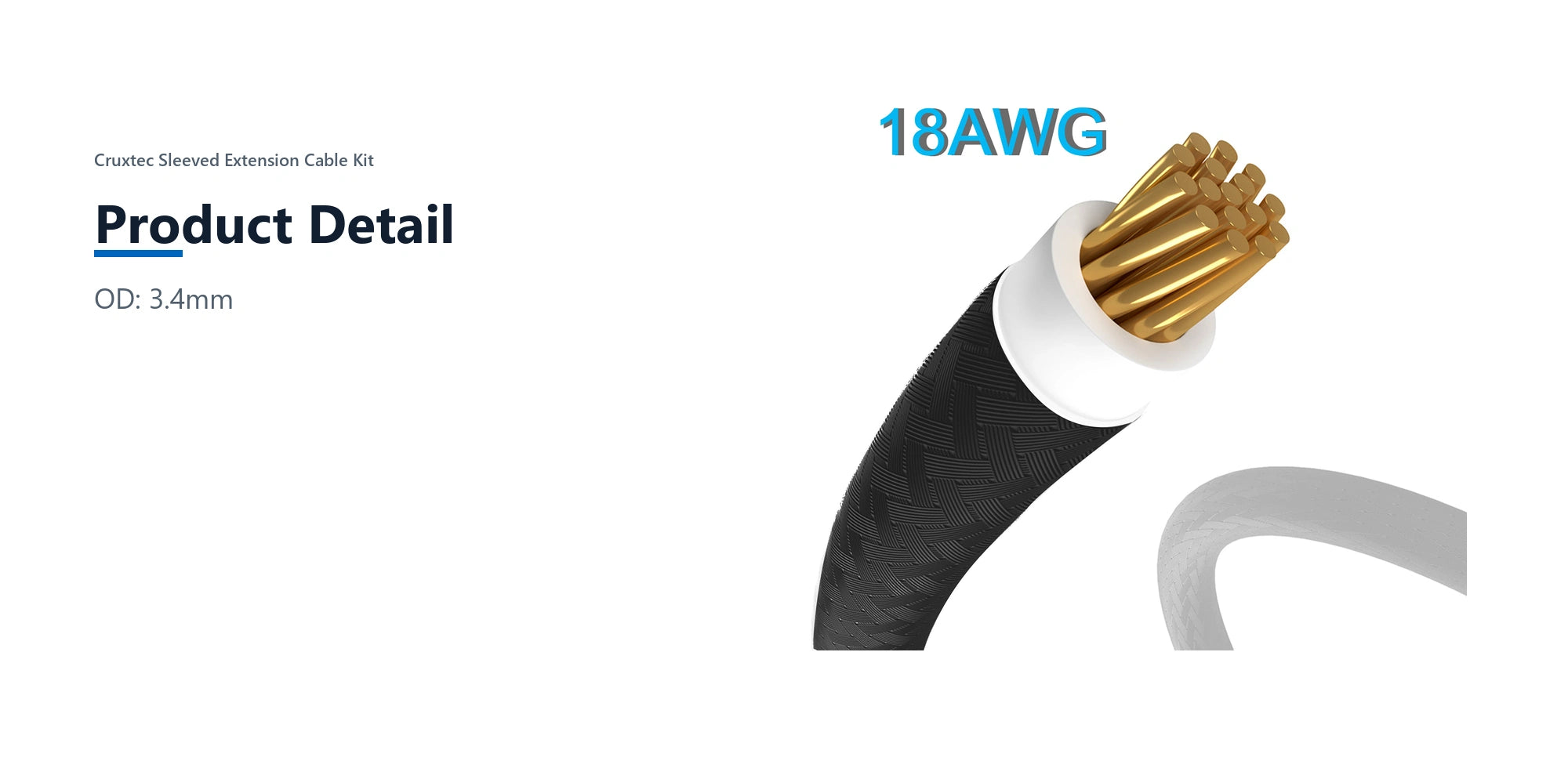 Cruxtec Sleeved Extension Cable Kit (Black 30cm) product detail detail image with verified product information