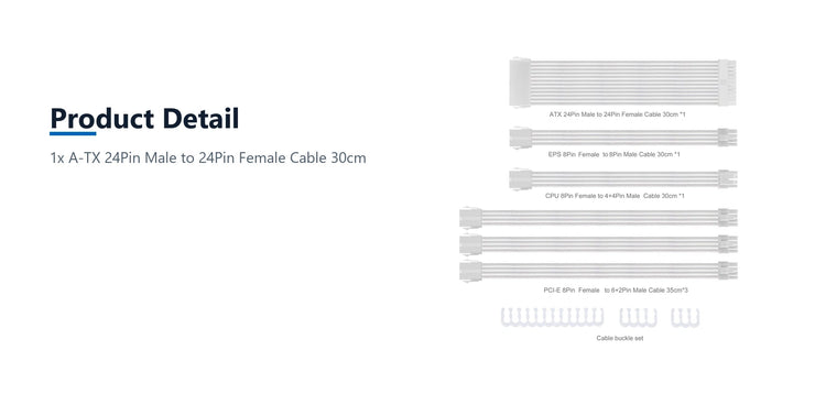 Cruxtec Sleeved Extension Cable Kit (Black 30cm) product detail detail image with verified product information