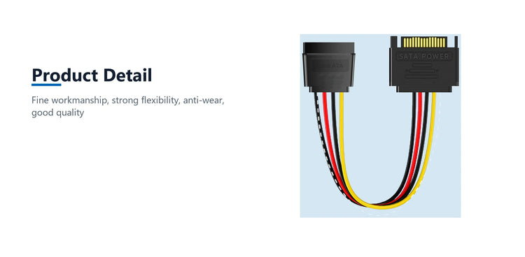 Cruxtec SATA Power Extender Cable 15pin Male to 15pin Female (20cm) product detail detail image with verified product information