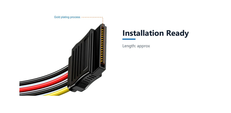 Cruxtec SATA Power Splitter Cable 15pin Male to 2 x 15pin Female (20cm) installation ready detail image with verified product information