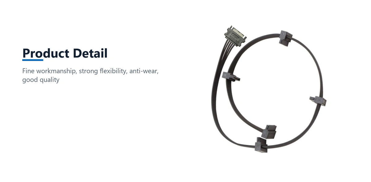 Cruxtec SATA Power Splitter Cable 15pin Male to 5 x 15pin Female 90° (40cm) product detail detail image with verified product information