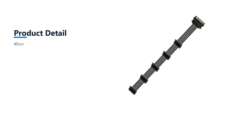 Cruxtec SATA Power Splitter Cable 15pin Male to 5 x 15pin Female 90° (40cm) product detail detail image with verified product information