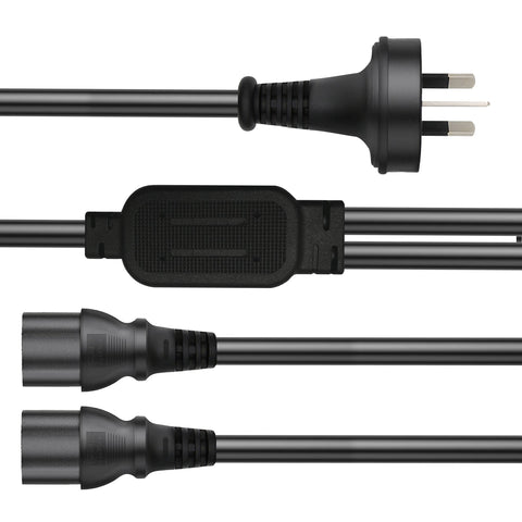 Cruxtec 3 Pin AU Male to 2 x Female IEC-C13 Y-Splitter Power Cable (3m) image