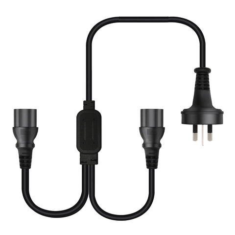 Cruxtec 3 Pin AU Male to 2 x Female IEC-C13 Y-Splitter Power Cable (3m) image