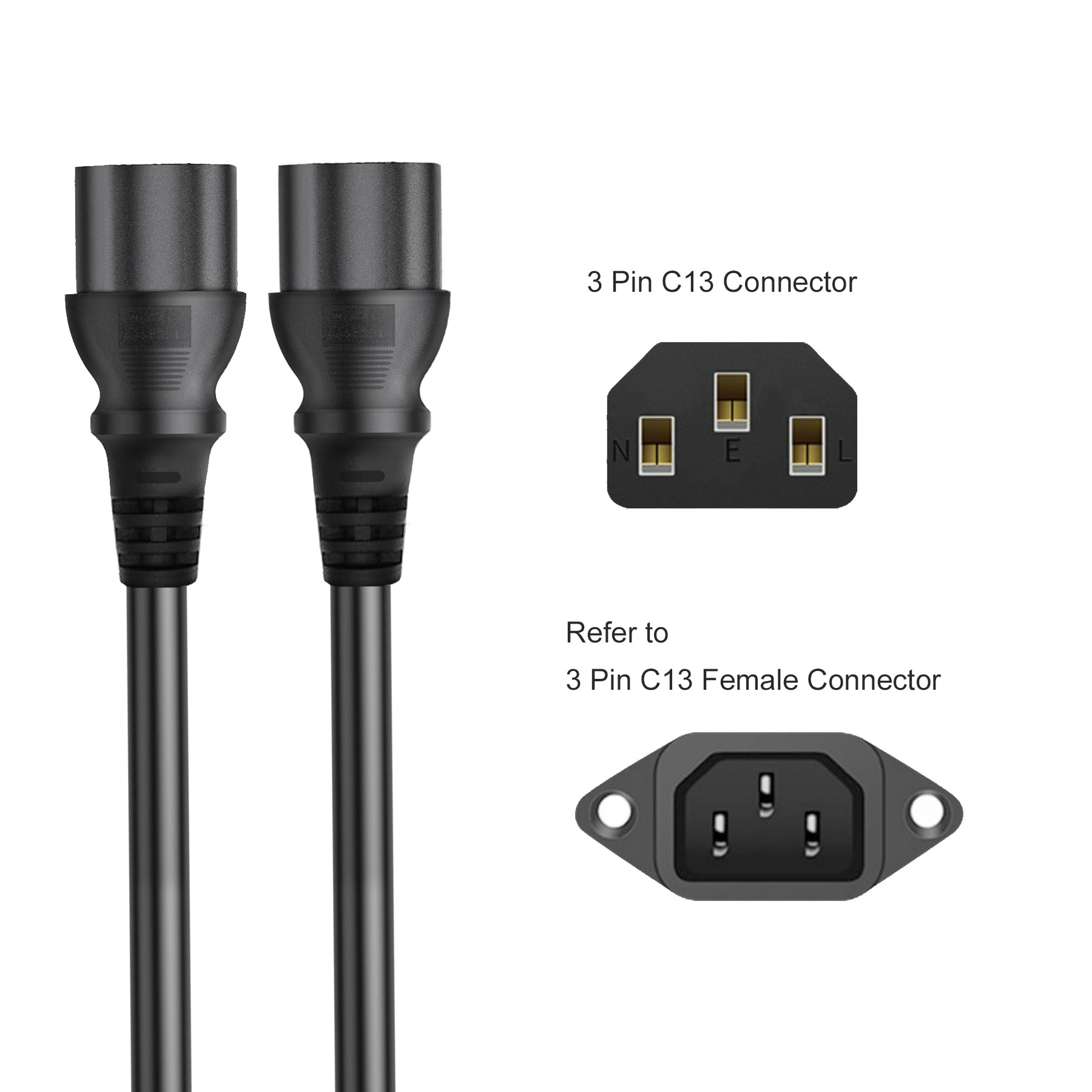 Cruxtec 3 Pin AU Male to 2 x Female IEC-C13 Y-Splitter Power Cable (3m) image