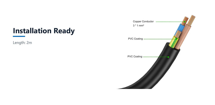 Cruxtec AU 3-Pin Male to IEC-C13 Female Power Cable (2m) installation ready detail image with verified product information