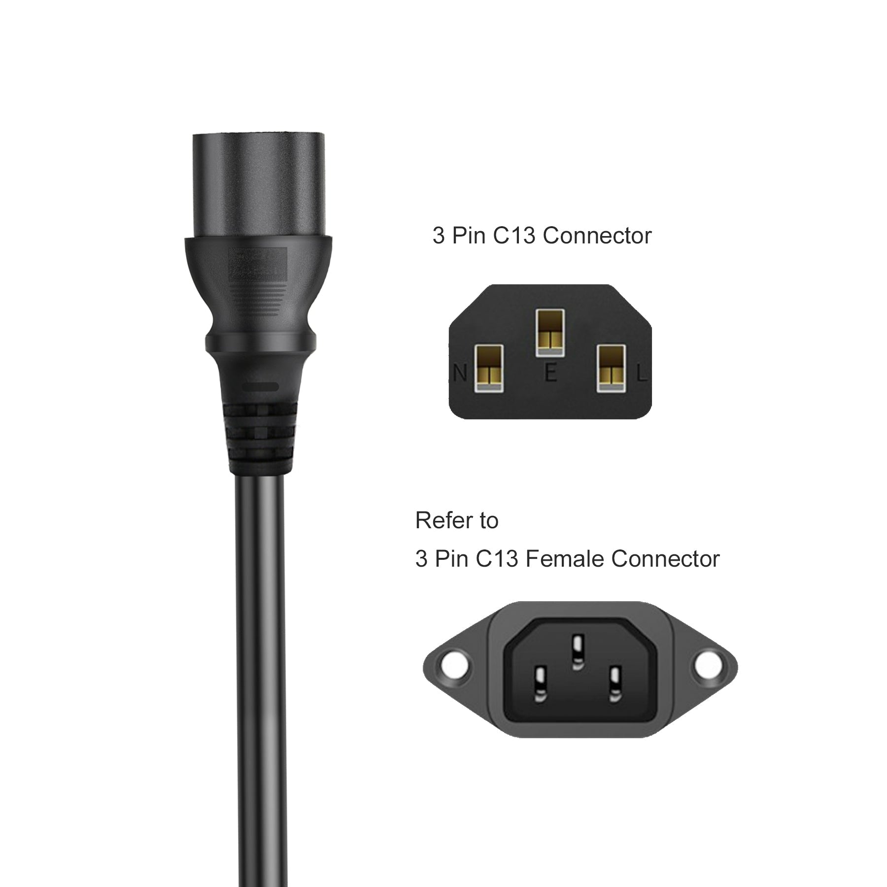 Cruxtec 3 Pin AU Male to Female IEC-C13 Power Cable (3m) image