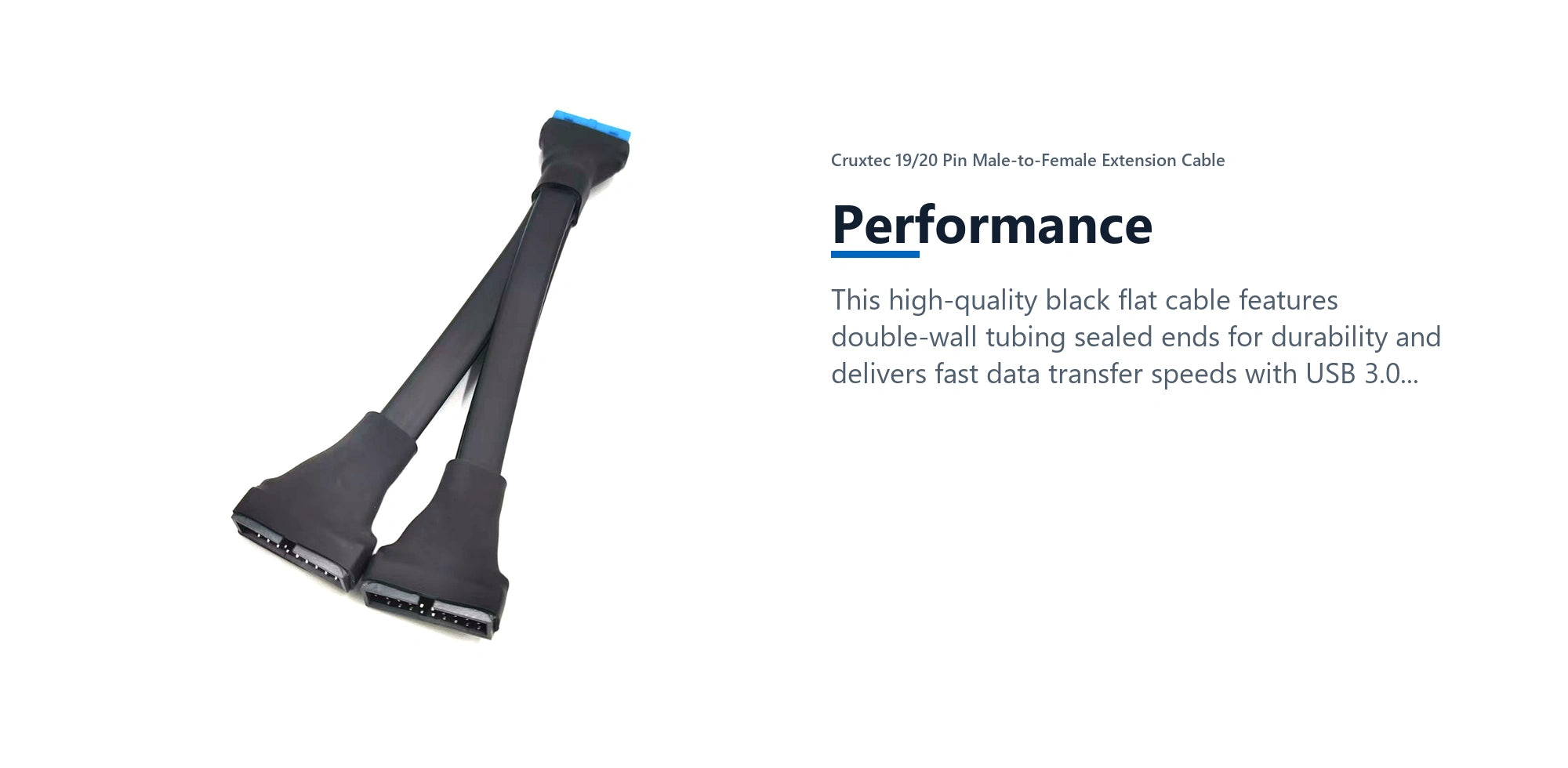 Cruxtec 19/20 Pin Male-to-Female Extension Cable (10cm) performance detail image with verified product information