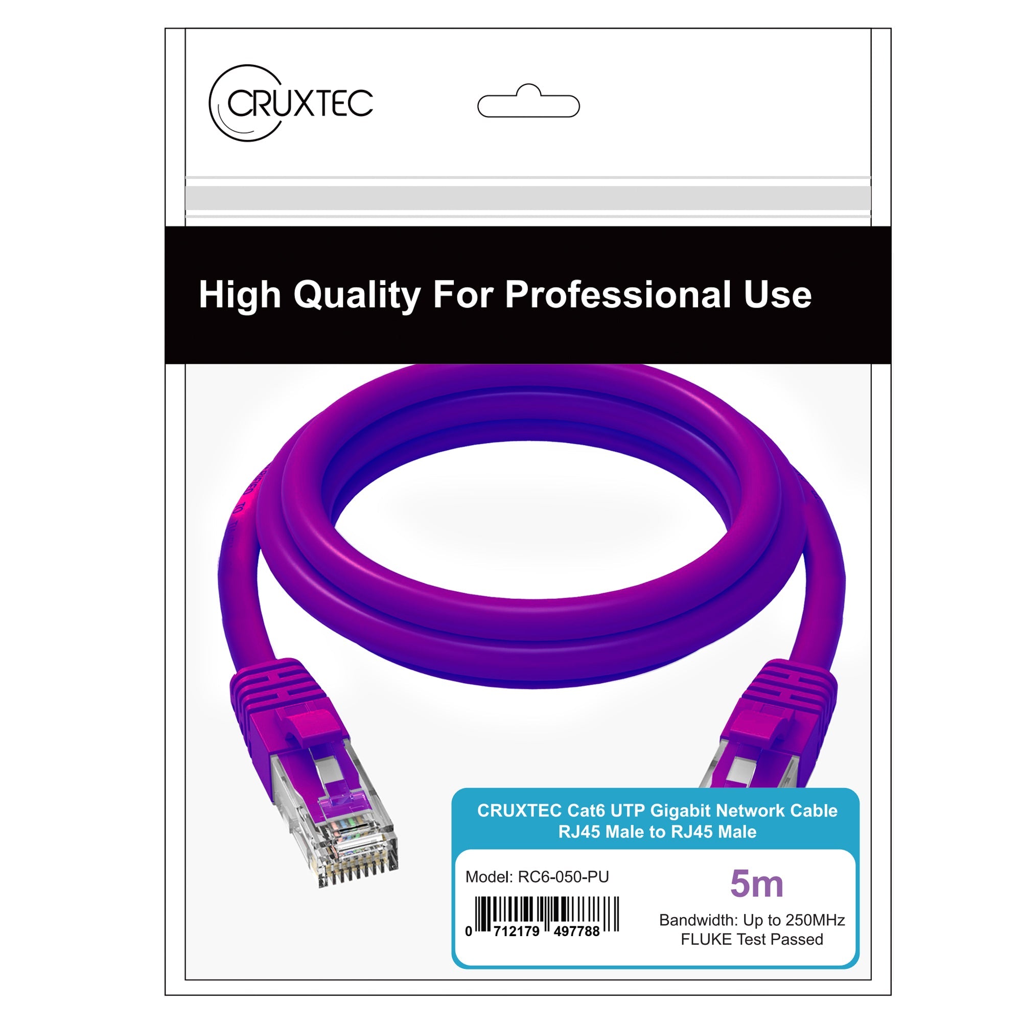 Cruxtec CAT6 UTP 10GbE Ethernet Cable (Purple 1m) image