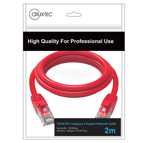 Cruxtec CAT6 UTP 10GbE Ethernet Cable (Red 2m) image