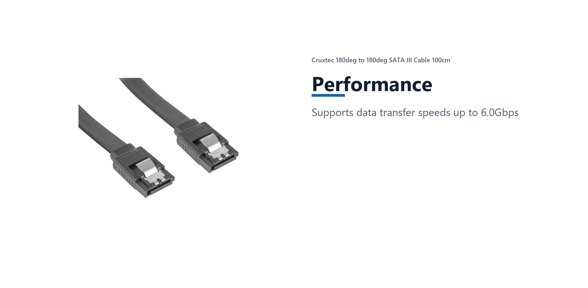 Cruxtec 180deg to 180deg SATA III Cable 100cm (1m) performance detail image with verified product information