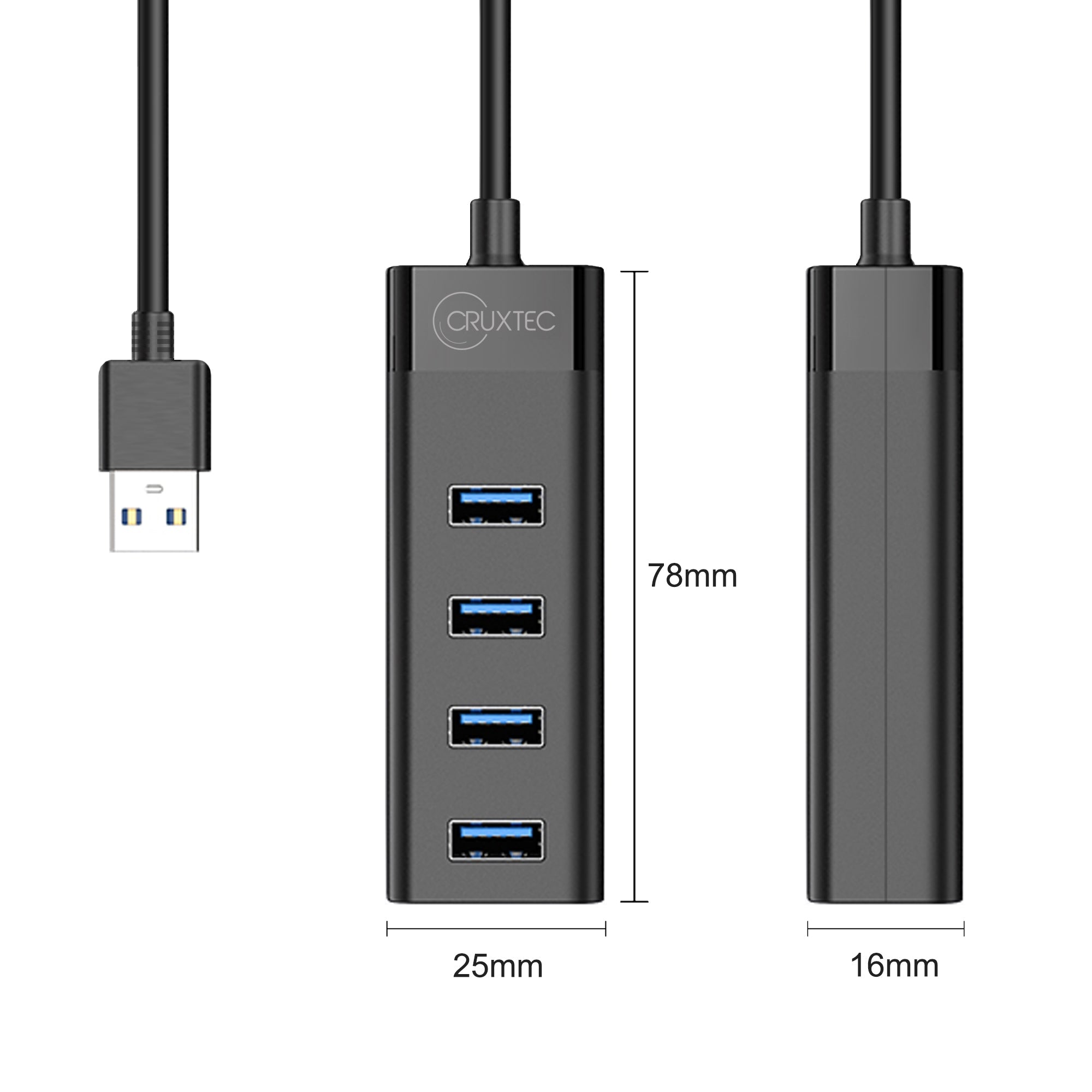 Cruxtec 4-Port High-Speed USB-A 3.0 Hub image
