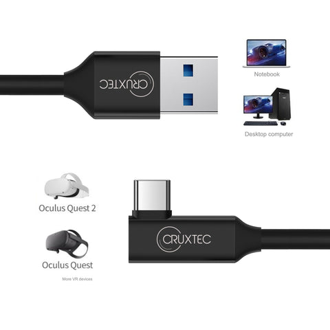 Cruxtec Right-Angle USB-A to USB-C VR Link Cable (Black 3m) image