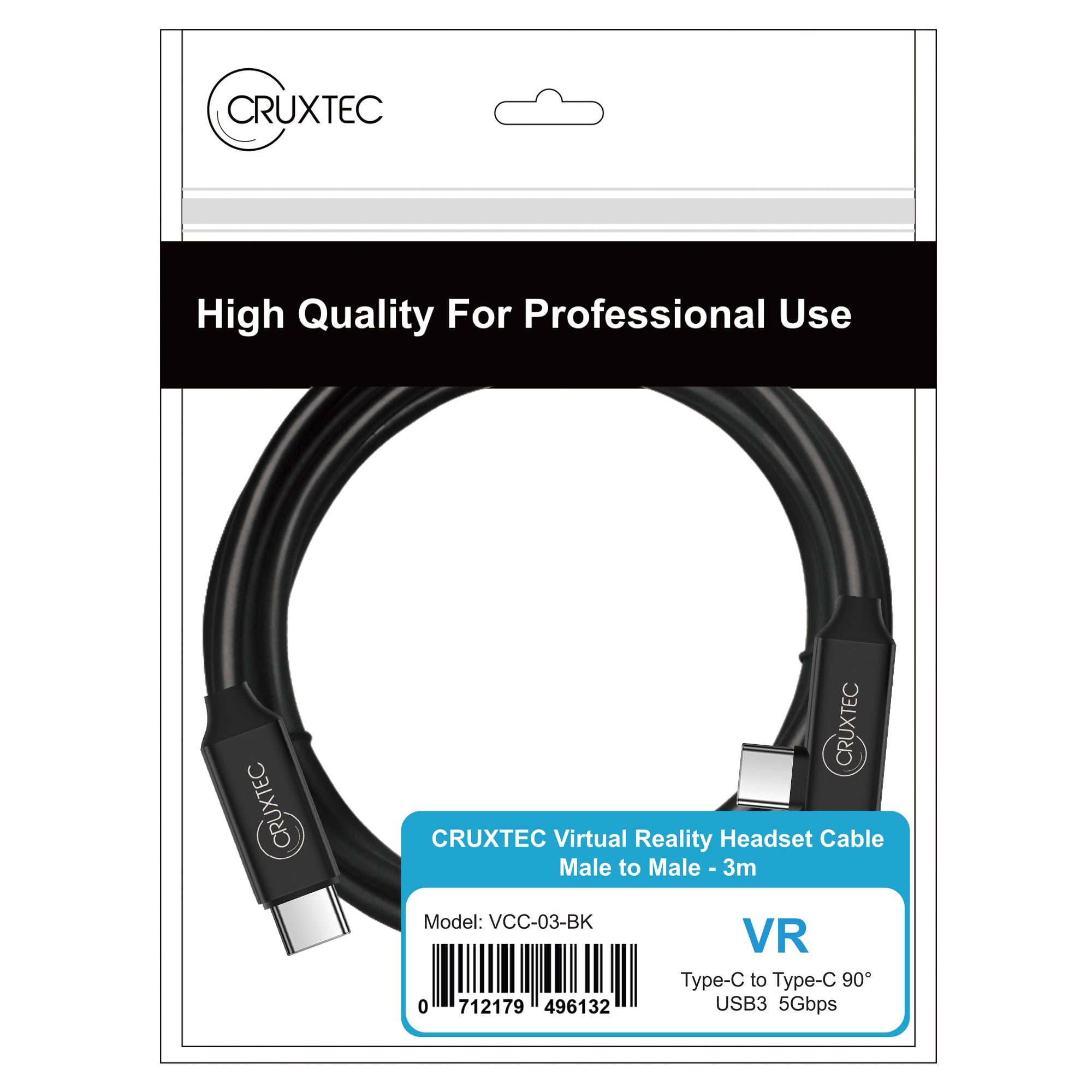 Cruxtec USB-C to USB-C 90 degree angle VR Cable (5m) image