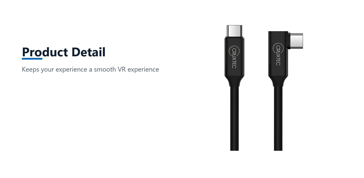 Cruxtec USB-C to USB-C 90 degree angle VR Cable (5m) product detail detail image with verified product information