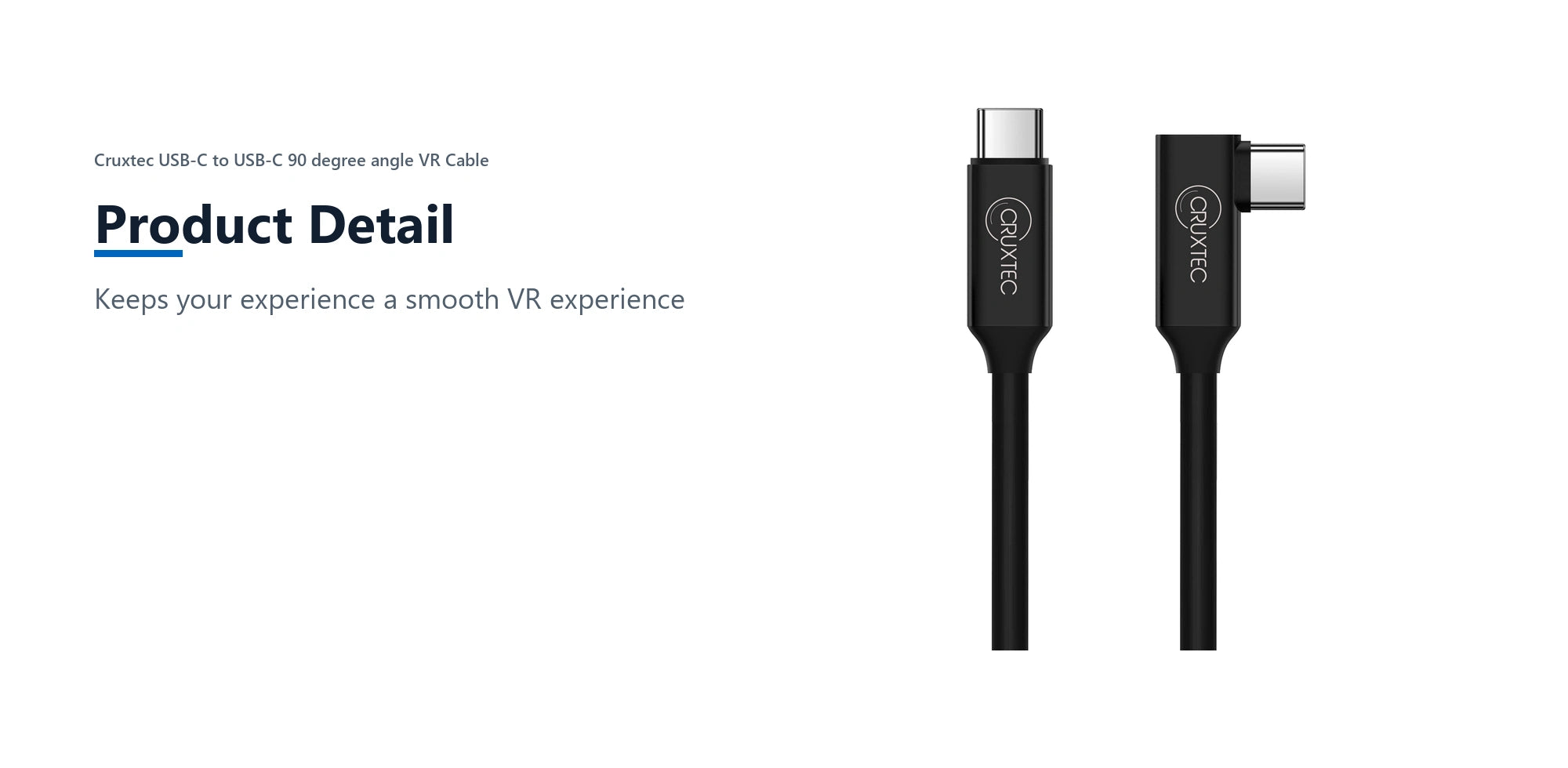 Cruxtec USB-C to USB-C 90 degree angle VR Cable (5m) product detail detail image with verified product information