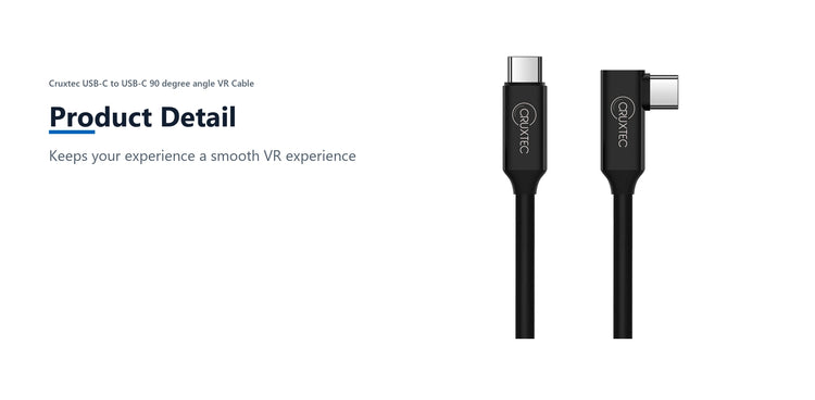 Cruxtec USB-C to USB-C 90 degree angle VR Cable (5m) product detail detail image with verified product information