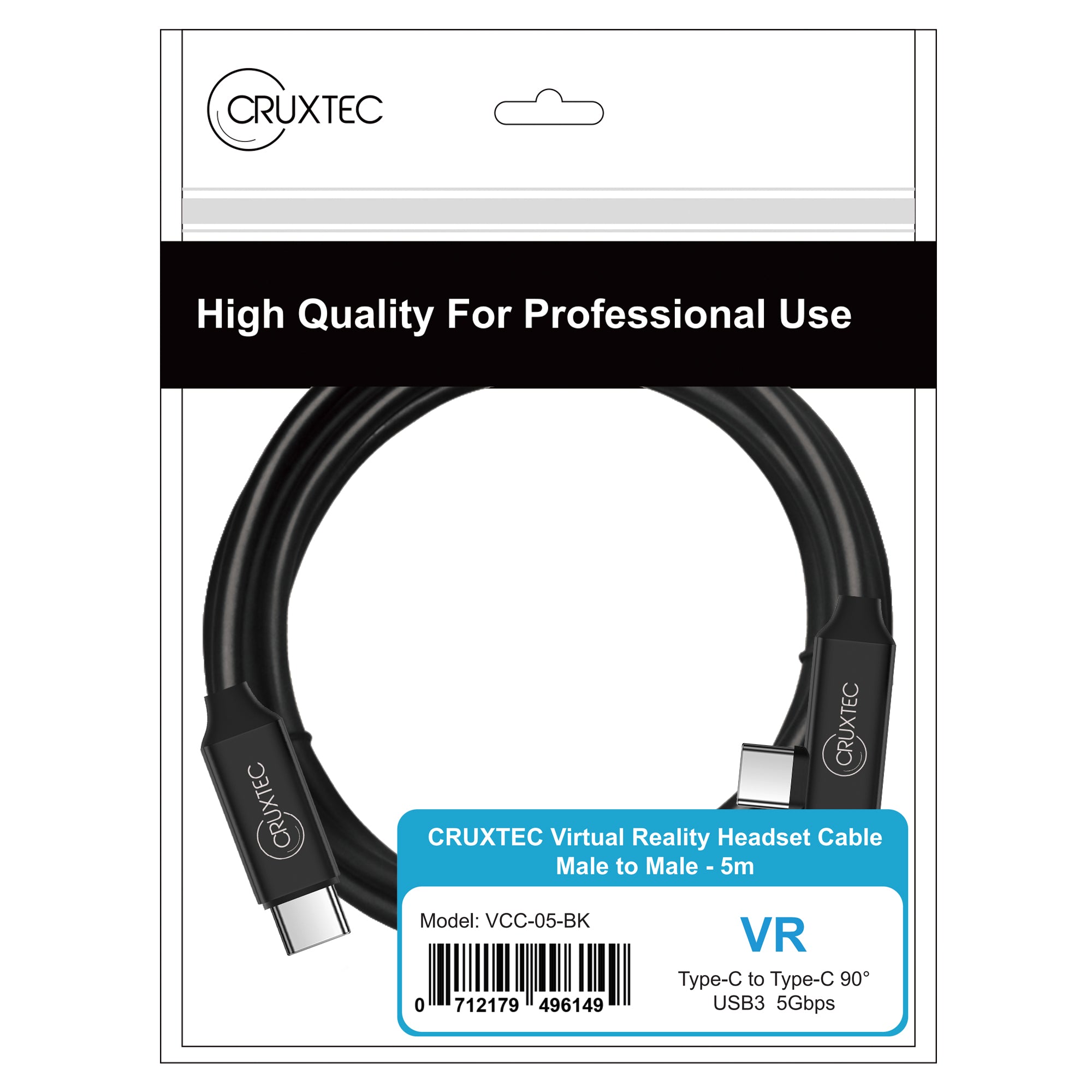 Cruxtec USB-C to USB-C 90 degree angle VR Cable (3m) image