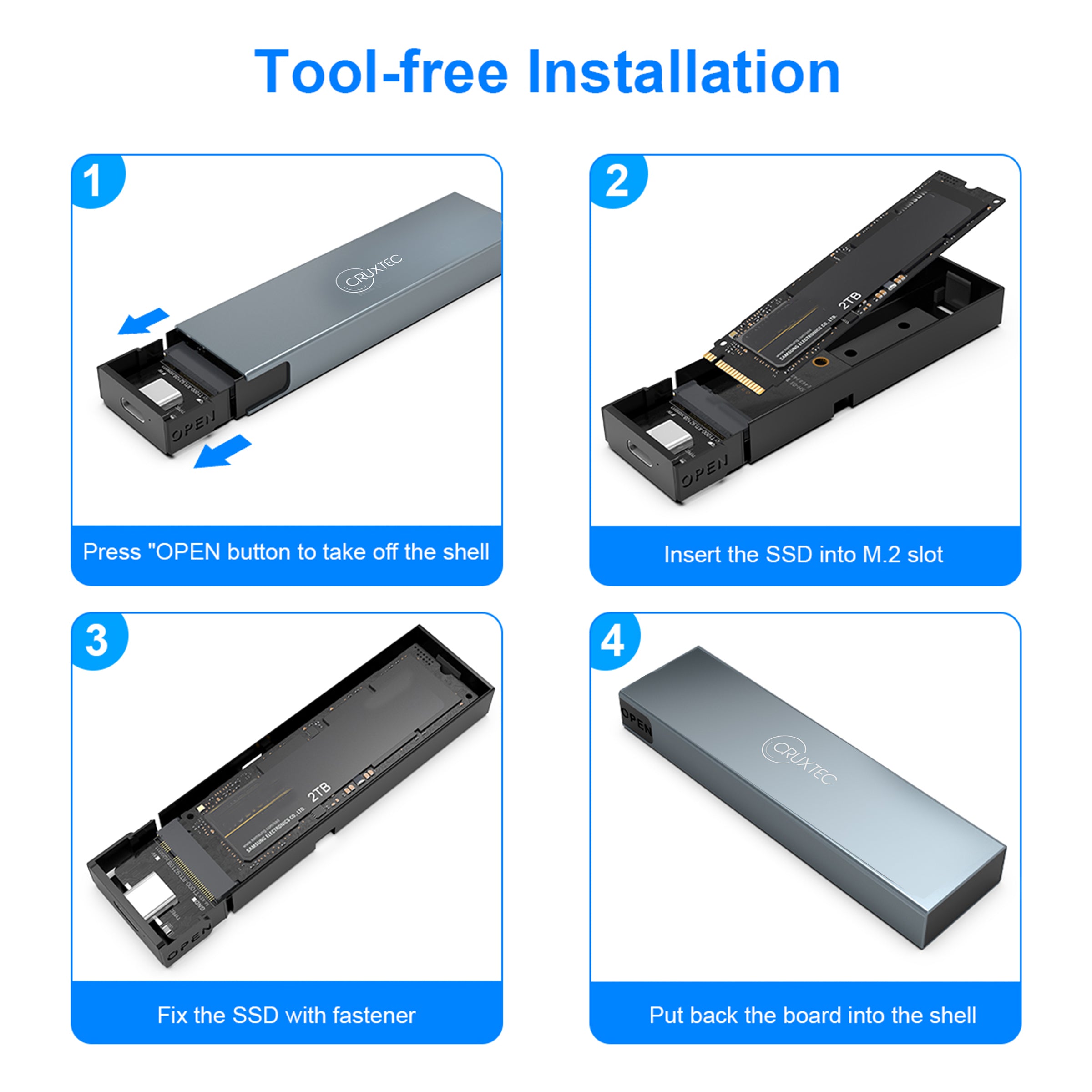Cruxtec NGFF M.2 SSD to USB-C Enclosure 5Gbps image