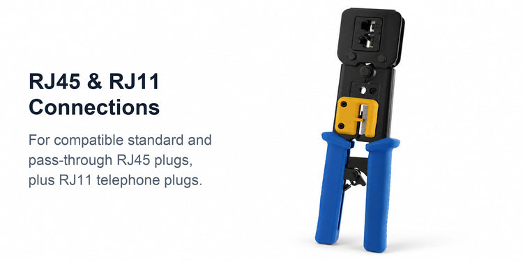 Cruxtec NTEZ-100 RJ45 and RJ11 crimping tool shown alone on a white background